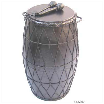 Iron Leather Drum Lamp Table with Sticks