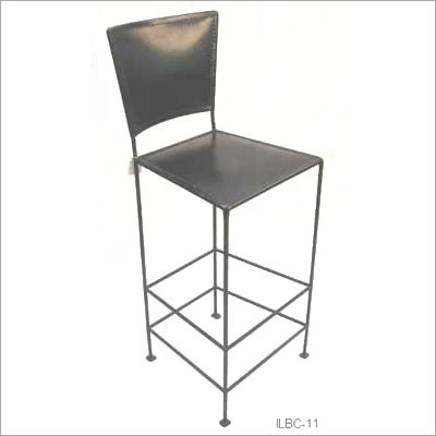 Iron Leather Cushion Bar Chair Black