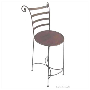 Iron Leather Round Bar Chair Antique Brown