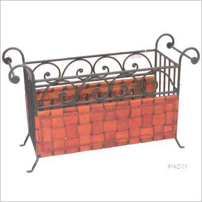 Iron Strip Leather Magzine Rack