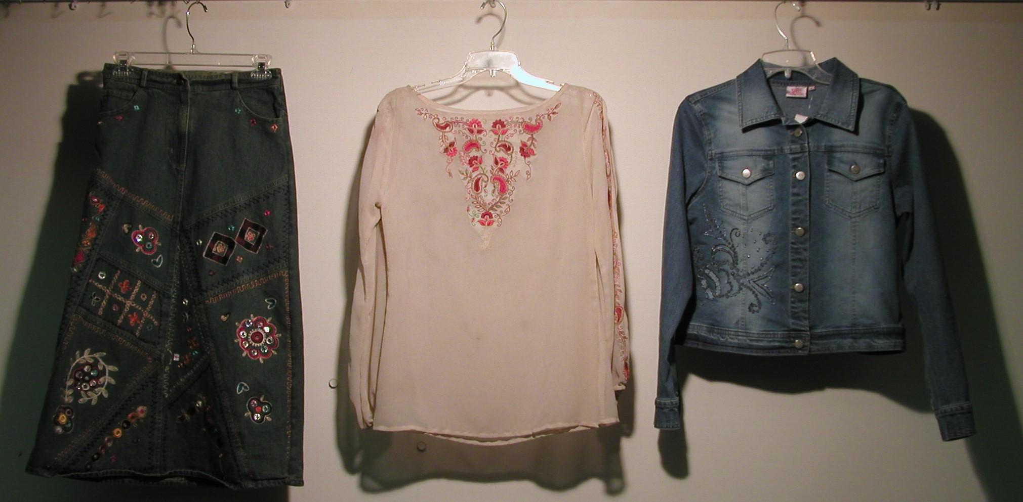 EMBROIDERED SKIRT, TOP,JACKET