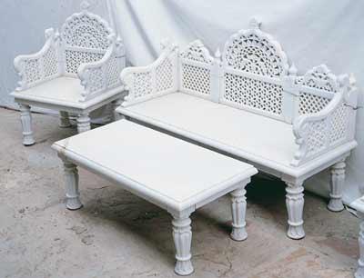 Marble handcarved sofa set with table