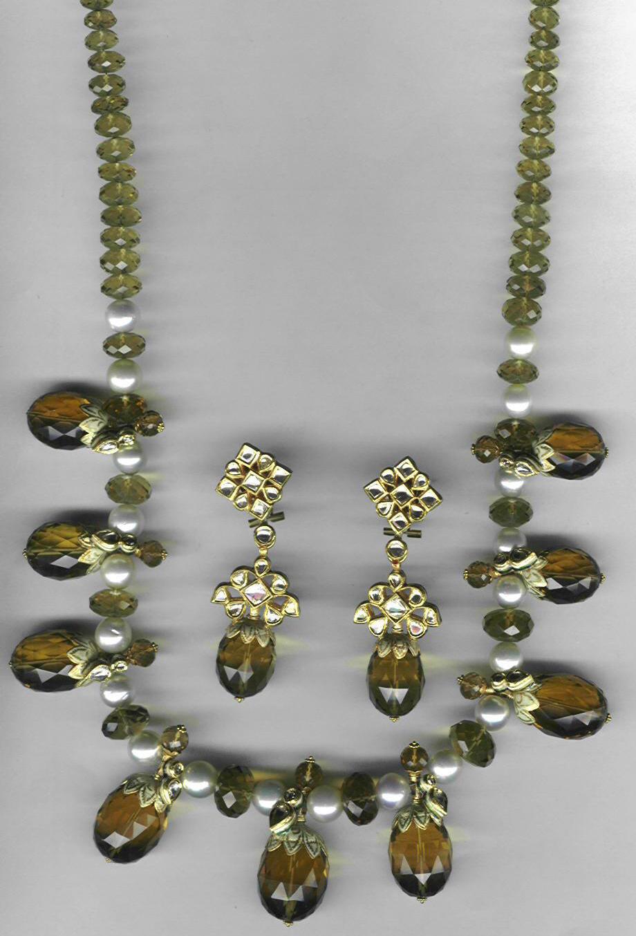 Lemon Topaz With Diamonds - Gold Plated, 16-18 Inch, 5-7 Gram | Elegant Design, Prong Setting, Classic Style