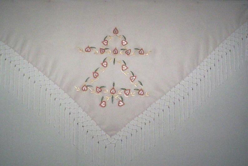 Triangle Scarf (Machine made Embroidery with Fringes)