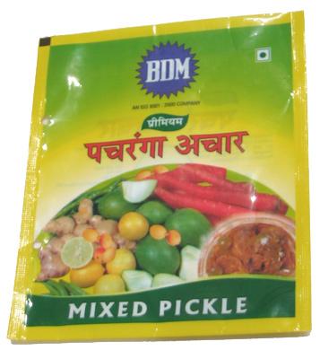 Pickle & Papad Bag - BOPP Film, Customizable Size, Yellow | Food Grade, Leakproof Seal, Tamper Evident, Durable, Rotogravure Print