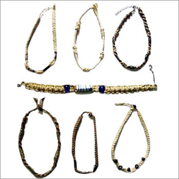 Hemp Jewellery - Adjustable 15-22 Inch Beige Hemp Cord, Glass Beads, Unique Knotted Style
