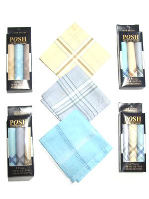Light & Solid Shades Pure Cotton Plain Stripes Handkerchieves