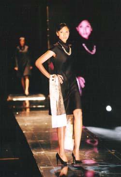 cotton/viscose satin dress & hand embroidered silk/wool scarf