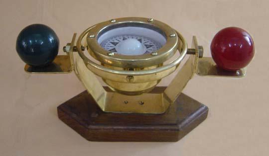 Bridge Deck Compass Brass & Wood Polished