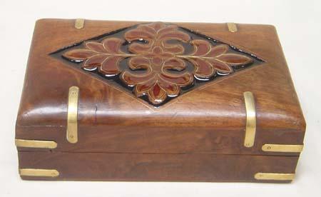 Wooden Jewellery Box Pol. & Coloured