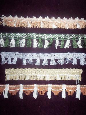 Ribbons & Laces - Polyester Cotton Blend, Customizable Length, Beige | Elegant Tassel Fringe, Durable, Fine Detailing, Versatile