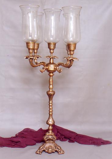 FIVE LIGHT CANDLE HOLDER WITH GLASS