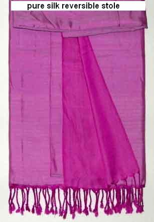 Silk Stole - Pure Silk, 70x200cm, Purple | Elegant Drape, Luxurious Feel, Reversible Design, Soft Texture, Fringed Edges
