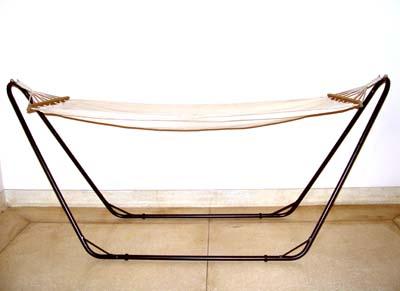 Fabric Hammock With Brown Stand