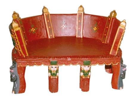 Low Sitting Chair/Carved, Painted Chair