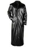 Mens Overcoat - Leather, S-xxl, Black | Button Closure, Full-length, Warmth, Protection, Style, Comfort, Two Pockets