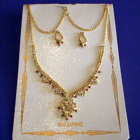 Necklace Set - Alloy, 16 Inches, Gold | Stud Earrings, Elegant Design, Matching Set, Gift-Ready Packaging
