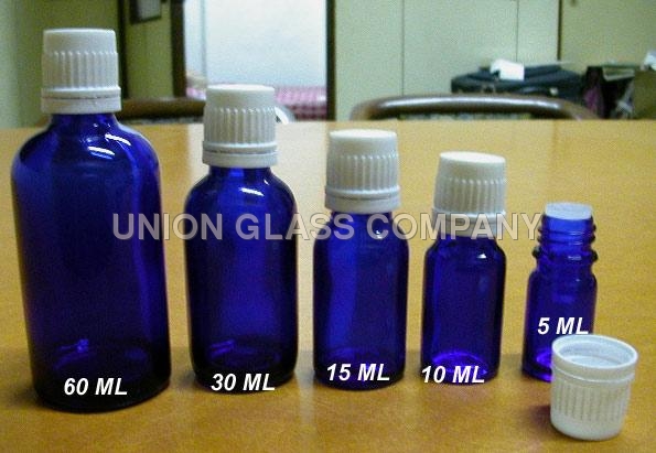 Cobalt Blue Colour Bottles - Glass, 5-60ml, Round, Screw Cap | Leakproof, Durable, UV Resistant, Elegant Design