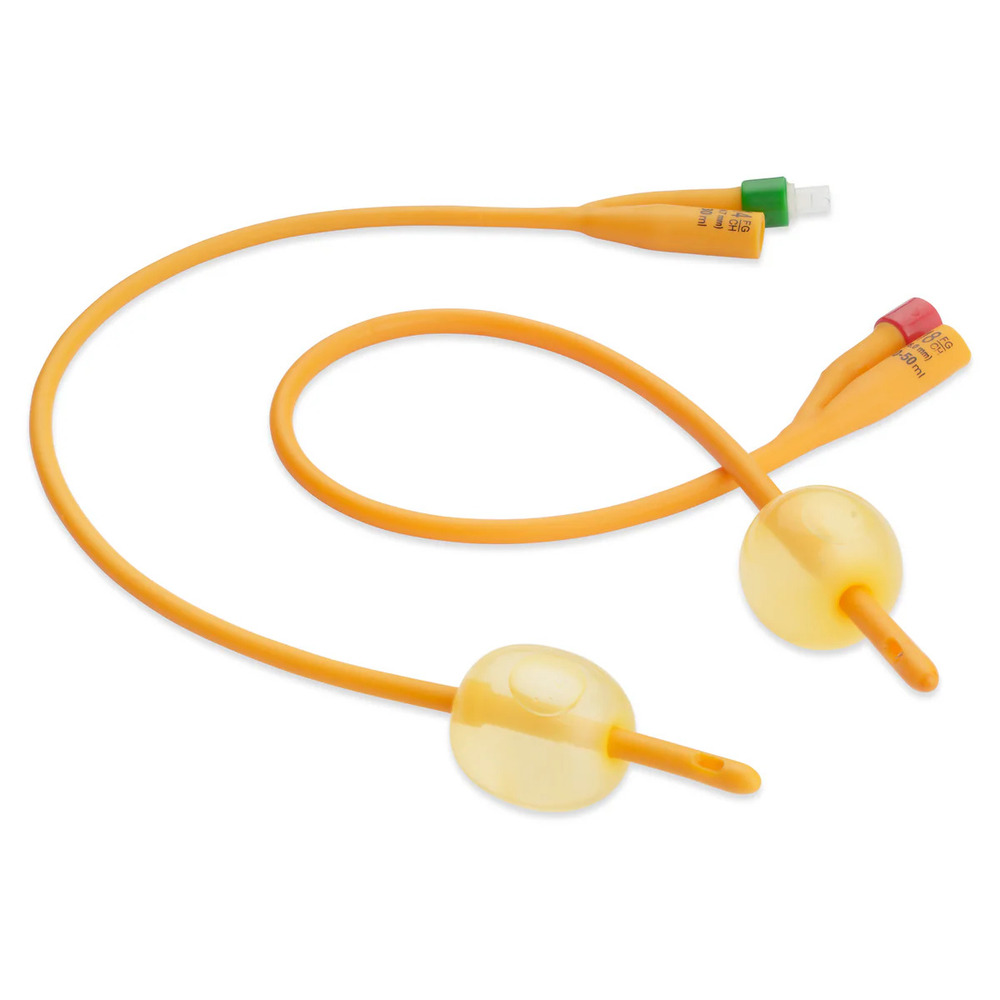 Foley Balloon Catheter - Rubber Material Orange Color Code | Flexible Design for Easy Urinary Drainage Infection-Resistant