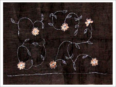 Silver Thread with Flower Embroidery