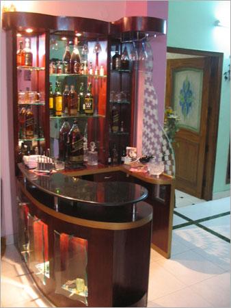Bar Counter (ESPL/BC/01) - Wood, Customizable Dimensions, Dark Brown | Elegant Design, Ample Storage, Durable Material, Easy Assembly, Polished Finish