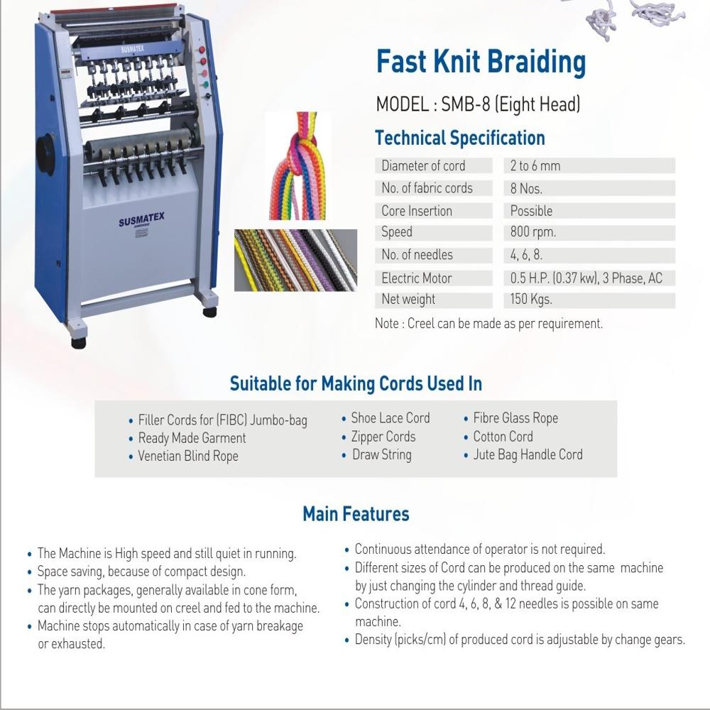 Fast Knit Braiding Machine Six Head