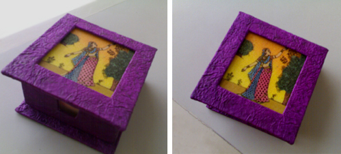 Hand-painted handmade paper box with writing pad