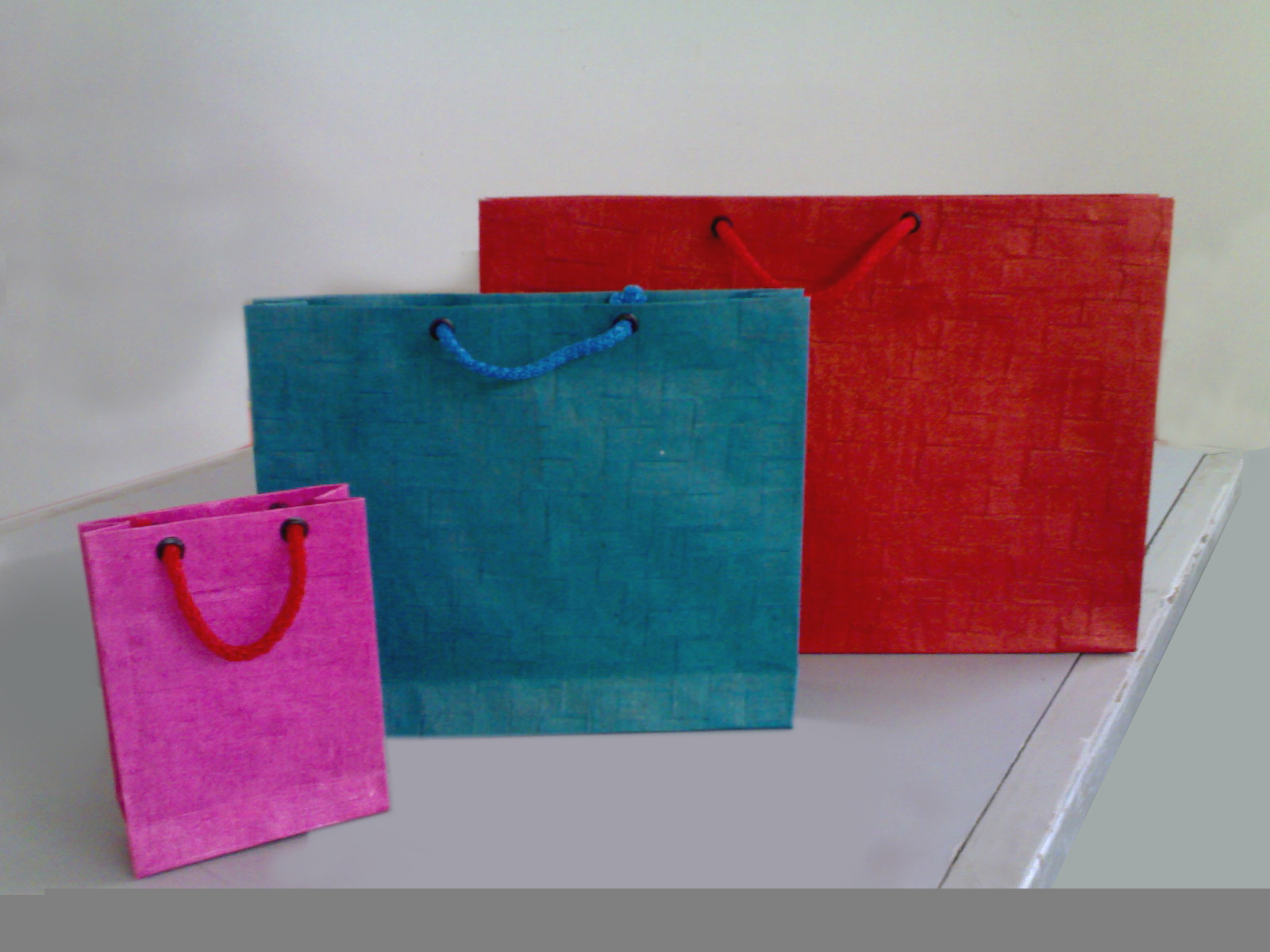 Textured, handmade paper bags