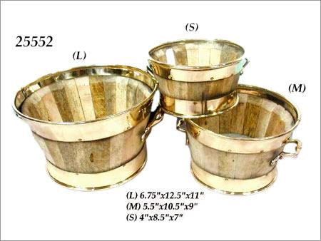 Wood & Brass Garden Planter