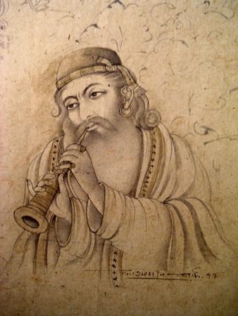 Sufi Drawing on Old Paper ,Miniature Painting