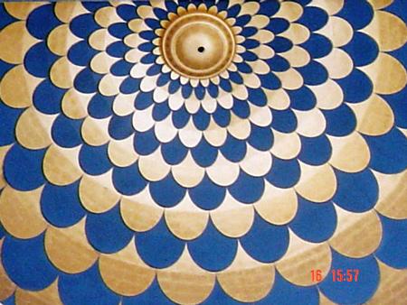 Gold Leaf and Blue Colour Painting on Celling .Udai Vilas,Oberoi Hotel,Udaipur