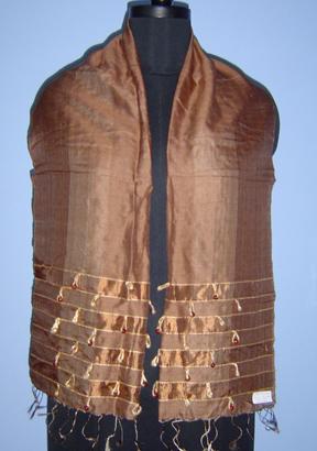 Silk Stole - 70x180 cm Brown Silk, Soft Texture, Lightweight, Fringed Finish, Durable Material