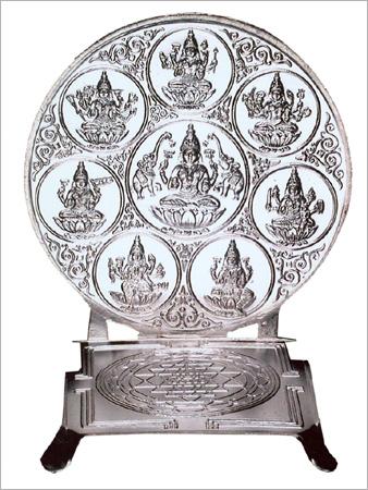 Temple Items - Silver 12x15 Inches Handcrafted Polished Finish Intricate Religious Motif Wooden Stand