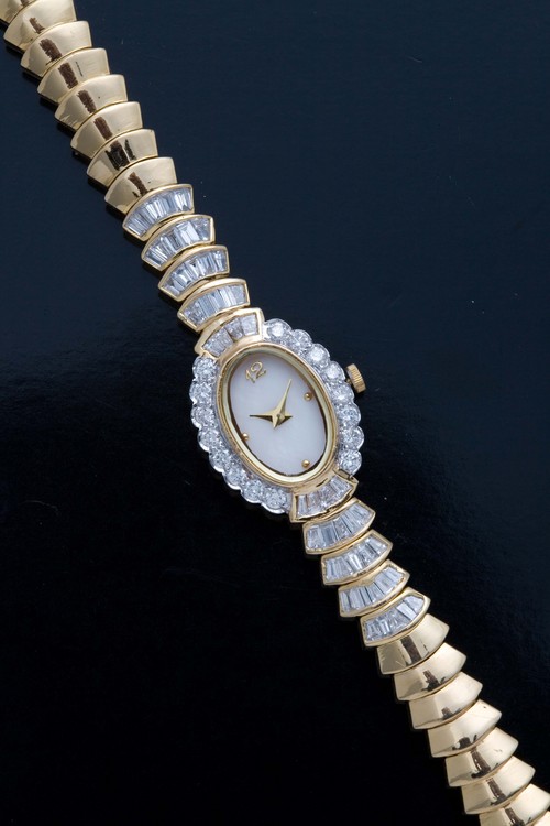 Ladies Watch With Half Diamond Belt
