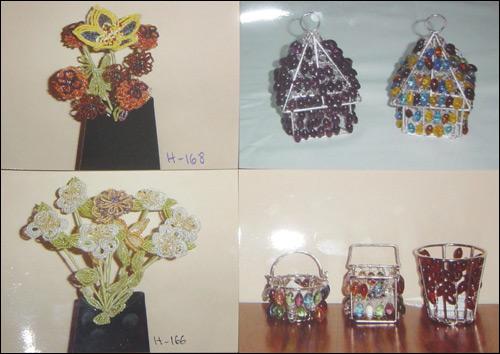 Beaded Flowers, Candle Holders