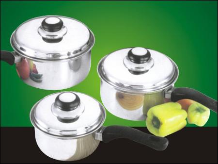 Sauce Pan - Aluminum, Multiple Sizes, Black Handle | Thick Base, Even Heating, Lightweight, Stackable Design