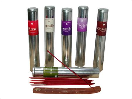 Round Tin Tube with Incense Sticks
