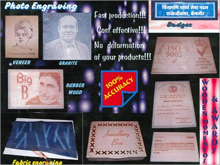 Photo Engraving(Veneer, Granite,Rubber,Wood and Fabric),Badges,Wooden Momento & Awards