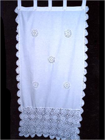 Home Furnishing Item - Cotton Blend, 36x18 Inches, White | Embroidered Design, Durable Fabric, Elegant Style, Easy Installation, Privacy & Light Control