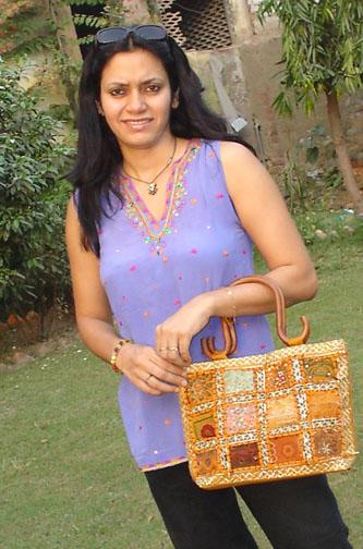 wooden handle antique zaari bag