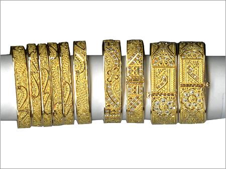 Stone Studded Gold Bangles
