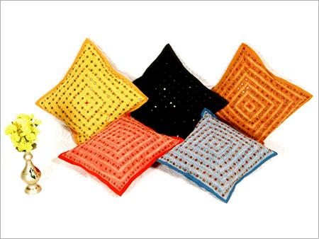 Lace mirror work cushion covers