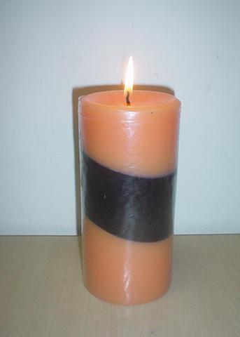 Orange With Black Stripe Candle