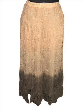 Crocia Skirt - Cotton Blend, 38x28 Inches, Beige | Elastic Waistband, A-Line, Comfortable Fit