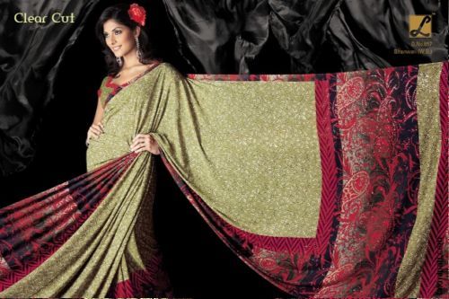 Leaf Print Sarees - Soft Georgette, 5.5 Meters Length | Elegant Design, Comfortable, Vibrant Colors