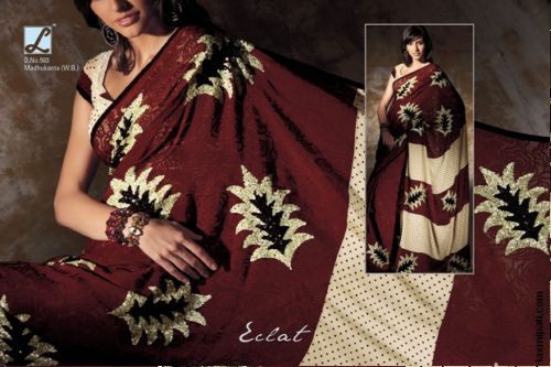 Flower Print With Dot Sarees