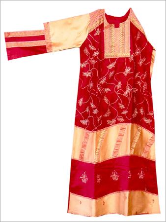 Women Wear - Silk Blend Medium 45 Inches Red | Elegant Design Soft Fabric Comfortable Fit Unique Style Durable Material Stylish Look Trendy Apparel Round Neck 3/4 Sleeves