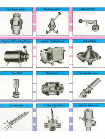 Valves: Hygienic, SS Valves, Fittings, Pumps & Filters, Piping Erection