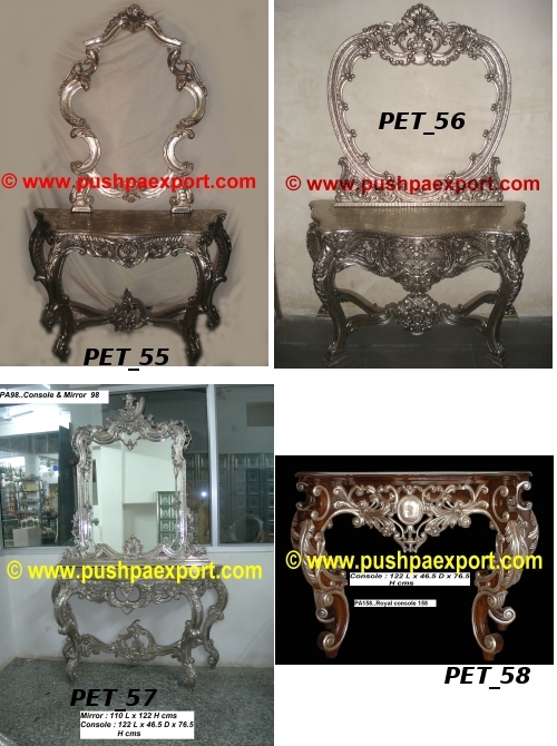 Silver White Dressing Console Table