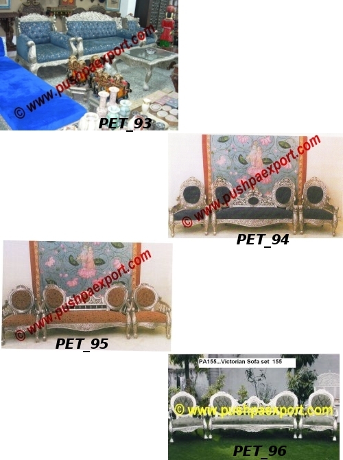 Silver White Metal Sofa Sets